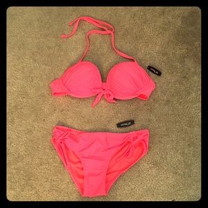 NWT “Adore Me” brand Push Up Bikini coral/hot pink